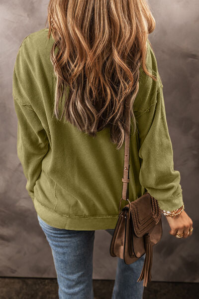 Round Neck Dropped Shoulder Sweatshirt